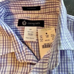 J CREW (Crewcuts) Thompson Purple and White Boy’s Shirt NWT